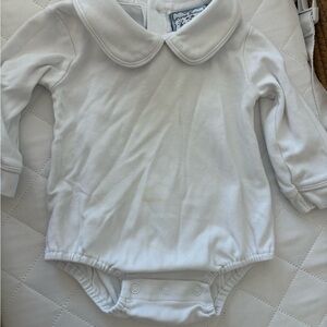 Elegant White Collared Baby Bodysuit